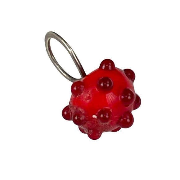 Vintage Murano Red Glass Bead Charm With Sterling Silver Loop - Picture 2 of 6